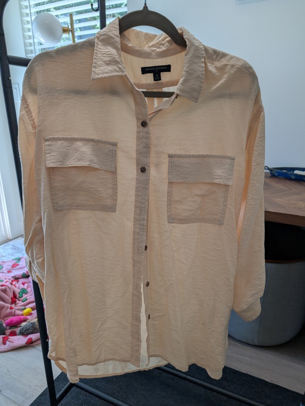 Banana Republic Light Cream/Tan Button-Up Shirt